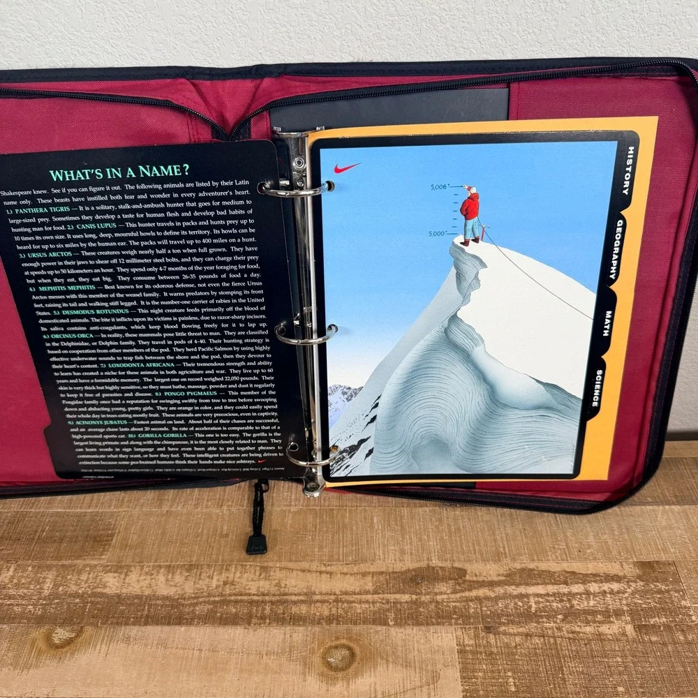 Vintage 90s Nike Trapper Keeper Mead Zipper Binder Unisex Red Black‎ Look Inside